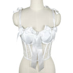 's Lace Bow Boning Corset Bra Fish Hanging Tube Top Short