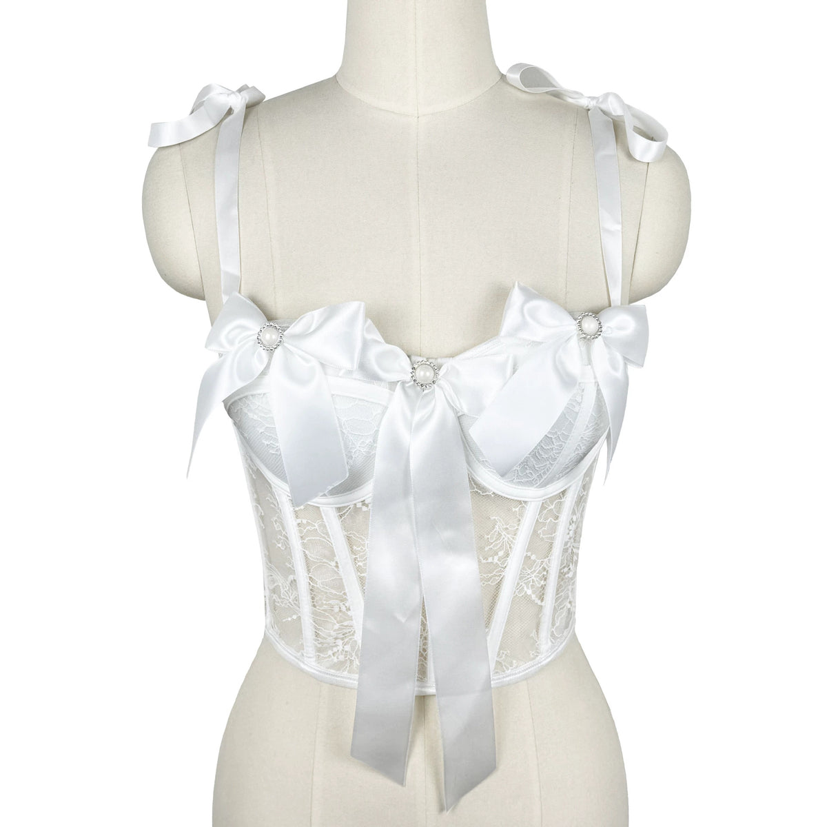 's Lace Bow Boning Corset Bra Fish Hanging Tube Top Short