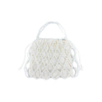 Women's French Vintage Handmade Beaded Bag All Matching Hollow Out Cutout White Imitation Pearl Acrylic Mobile Phone Bag