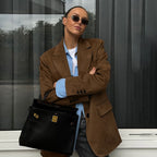Retro Brown Suede Coat Maillard Blazers Top