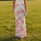 Summer Women Sexy Slim Vacation Mesh Floral Fishtail Skirt
