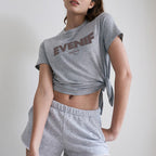 Women's Summer Yoga Wear Split Printed Short Sleeved T Shirt Design Women Pilates Sports Top