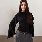 Women's Women Dark High Grade Cape Sleeve Women Autumn Winter Top