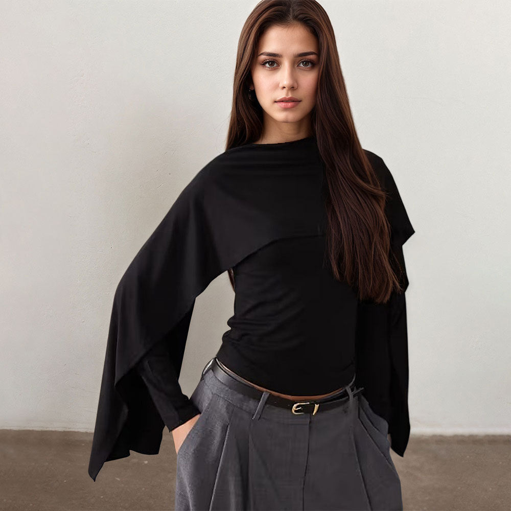 Women's Women Dark High Grade Cape Sleeve Women Autumn Winter Top