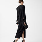 Black Deep V-Neck Slit Maxi Dress