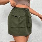 Plus Size Women Clothes Autumn Winter Street Elastic Waist A line Skirt