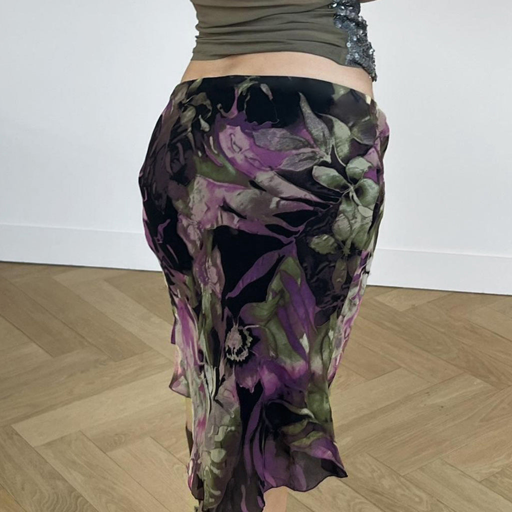 Retro Color Blending Niche Printed Fashionable Skirt For