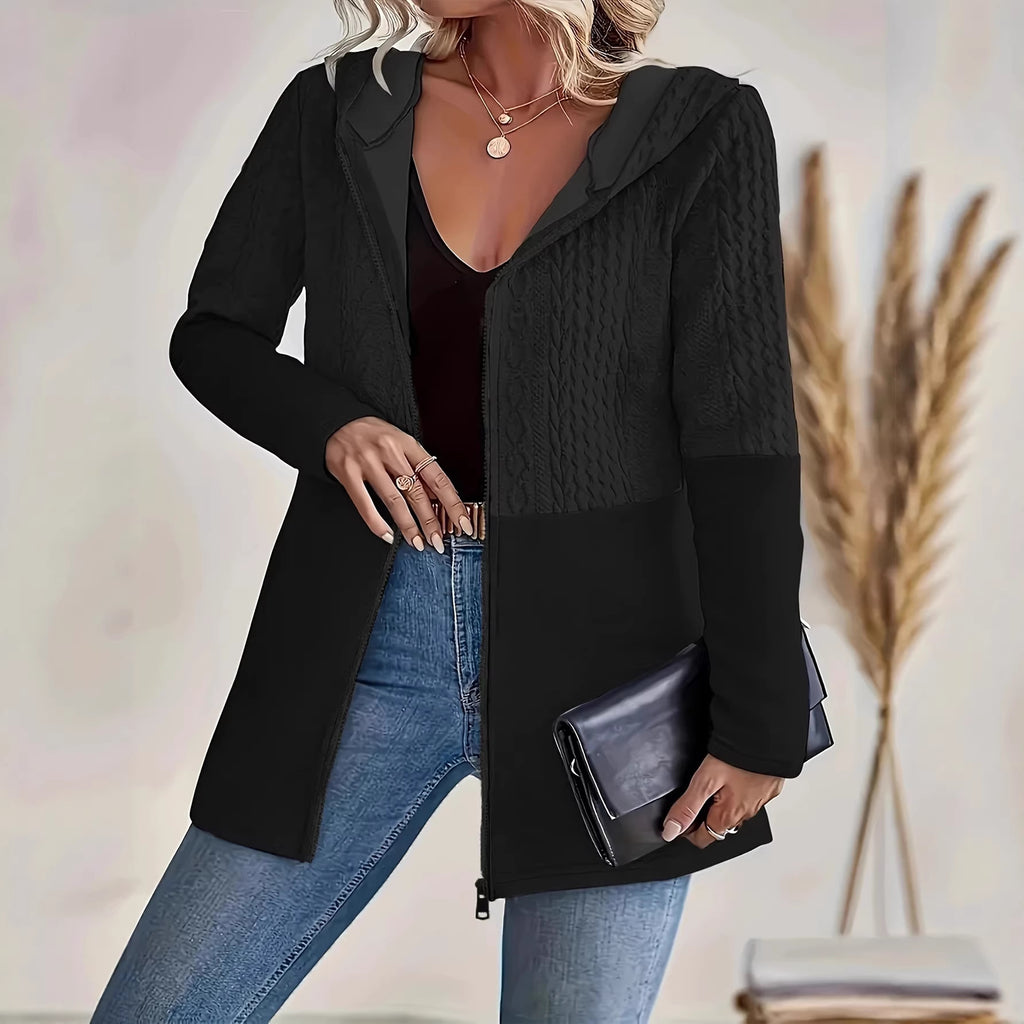 Plus Size Women Clothing Fall Winter Patchwork Casual Loose Jacket