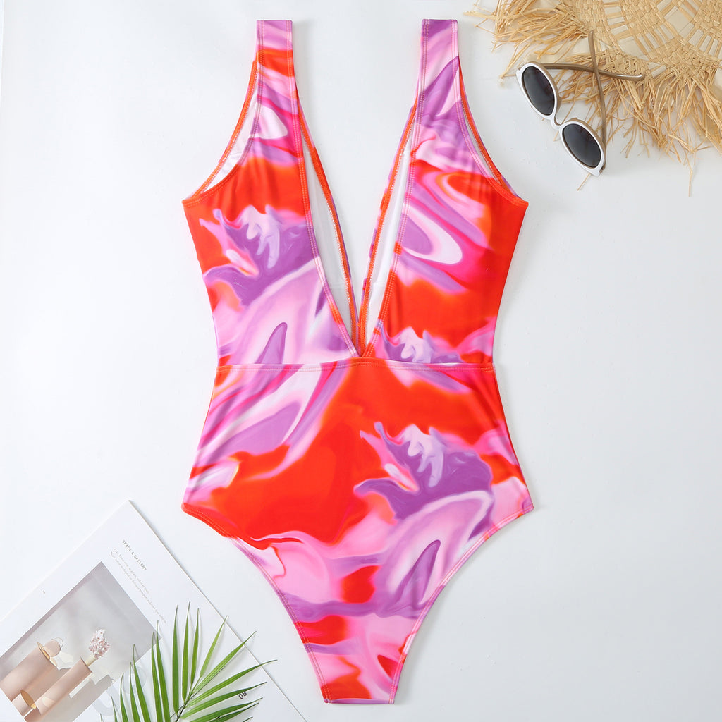 Retro Deep One-piece Swimwear