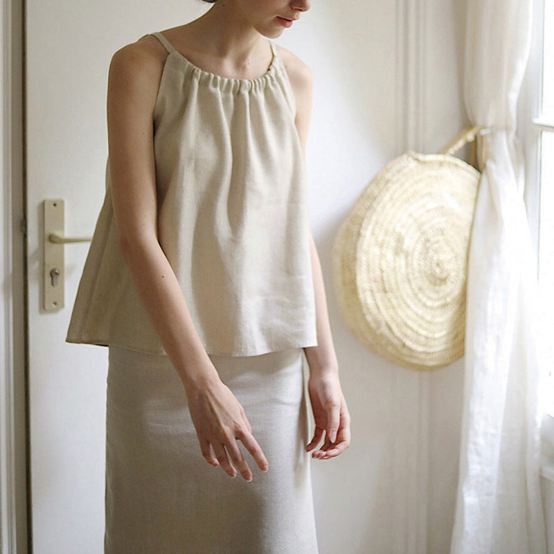 Women's Linen Halter Sleeveless Top