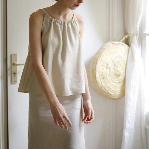Women's Linen Halter Sleeveless Top