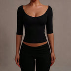 Women's Slim-Fit U-Neck Cropped Top