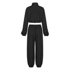 Women's High-Neck Jacket & Wide-Leg Pants Set