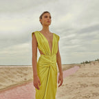 Deep V-Neck Backless Cutout Sleeveless Bodycon Midi Dress