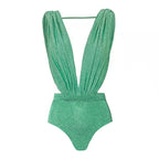 Cyan V-neck Swimsuit