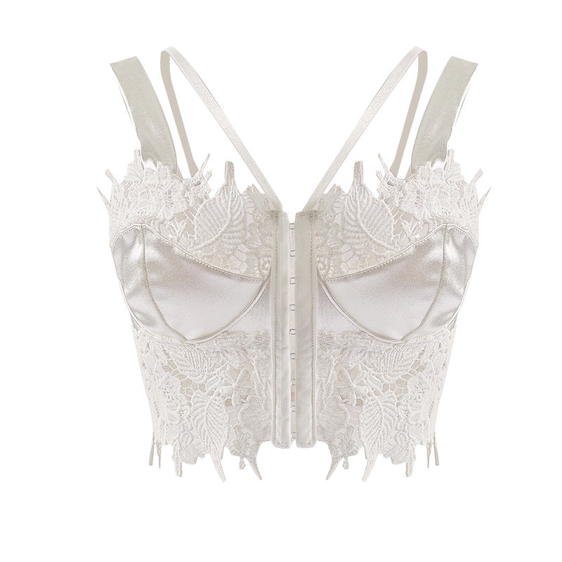 's Camisole Lace Mesh See Through Double Shoulder Strap Vest