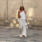Women's Layered One-Shoulder Maxi Dress