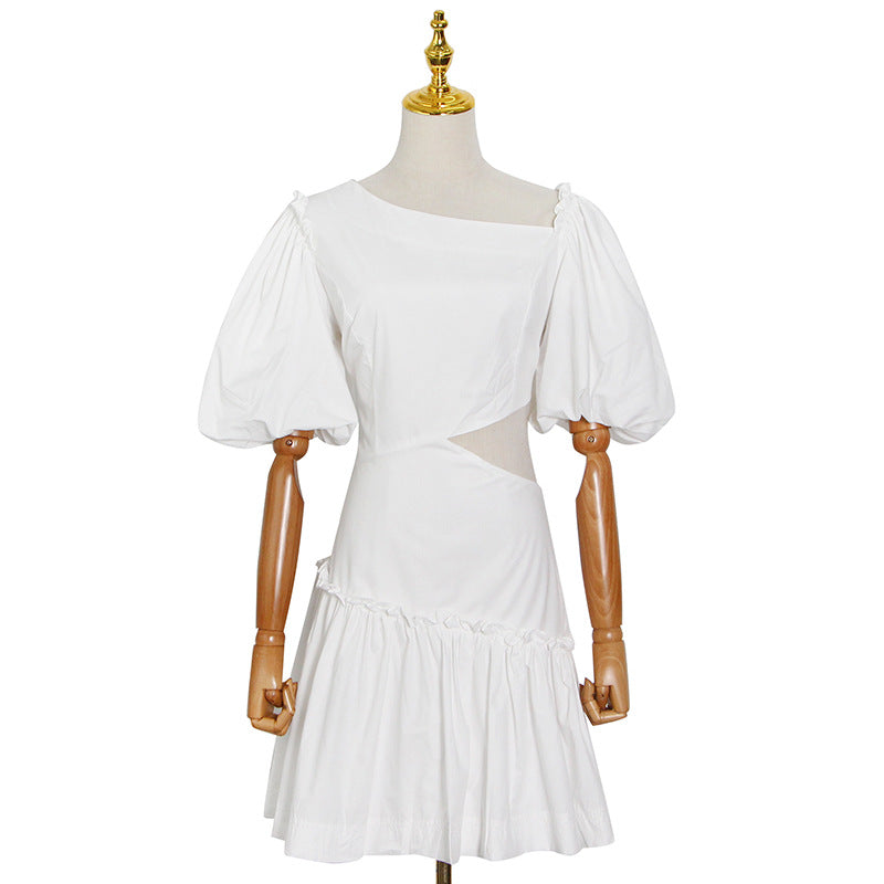 Women's Ruffle Puff-Sleeve Vacation Mini Dress