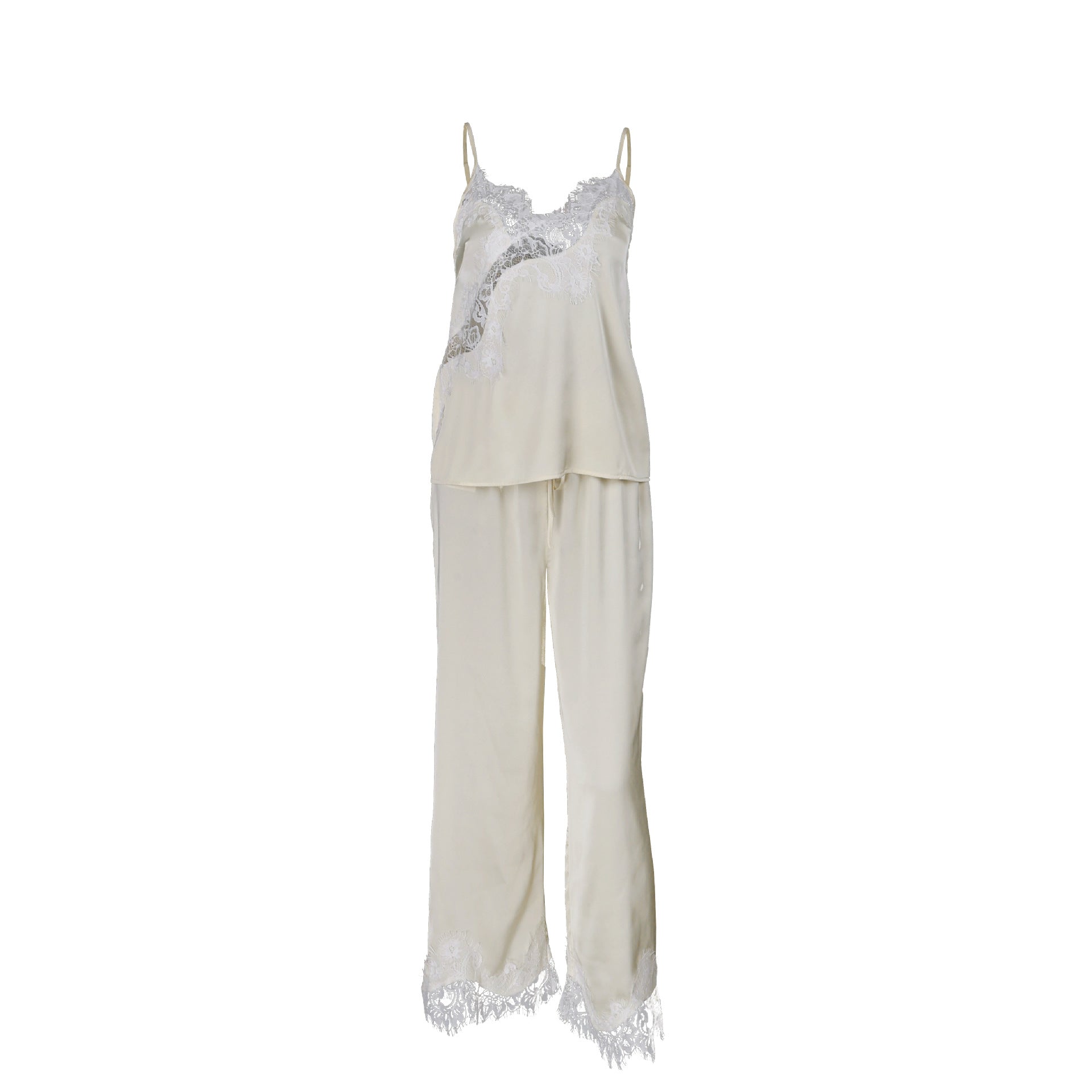 Women's Satin Lace Suspender Trouser Pajama Set