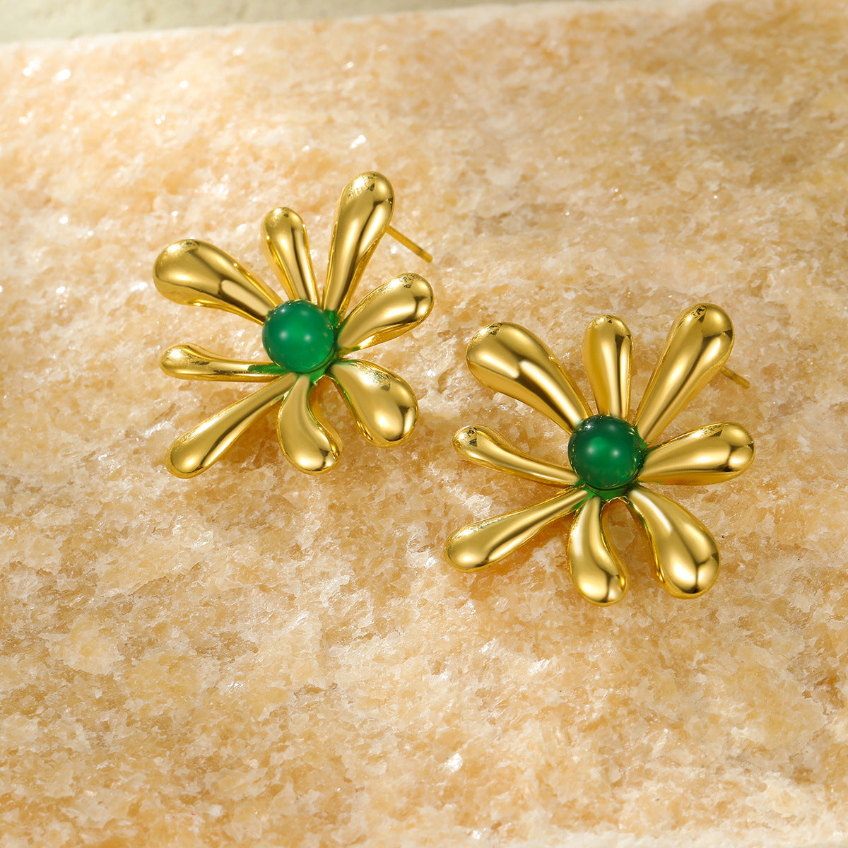 Sunflower Natural Stone Stud Earrings