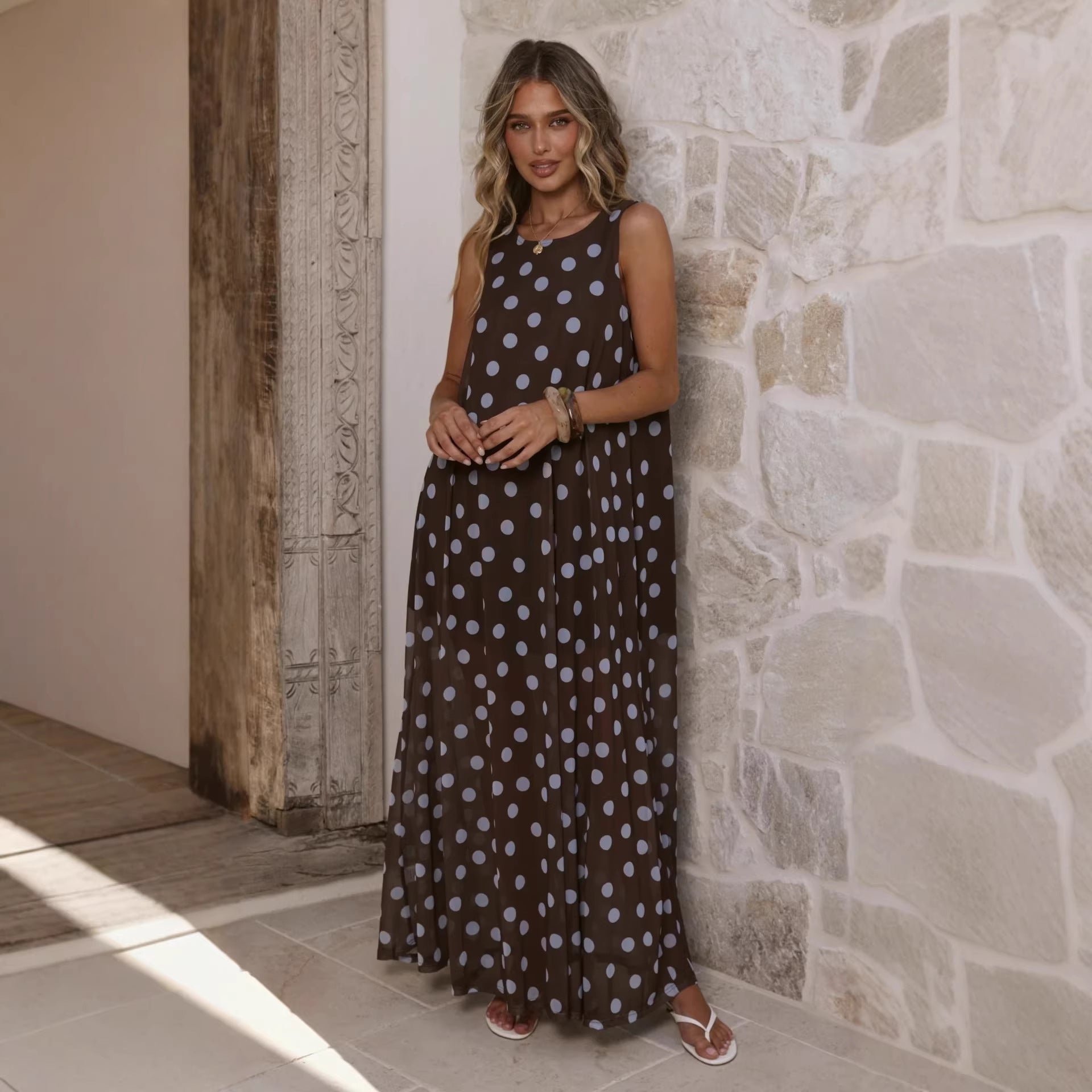 Women's Polka Dot Sleeveless Dress