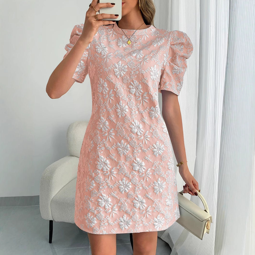 Textured Jacquard Round-Neck Dress