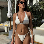 Split Solid One-piece Swimwear