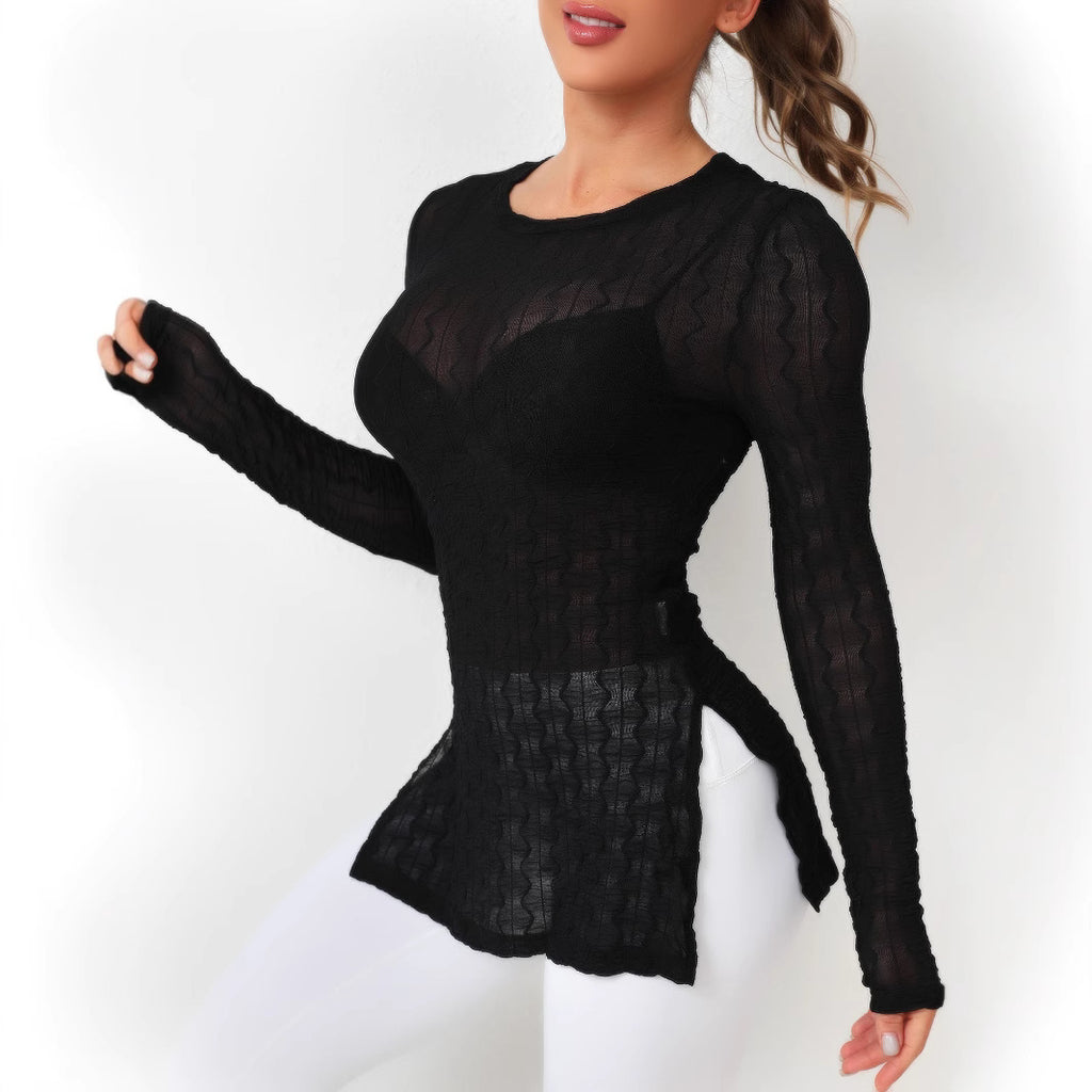 Women's Out Beach Sun Protection Blouse Long Sleeve Round Neck
