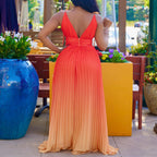 Deep V Plunge Neck Pleated Spaghetti Straps Corset Dress