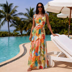 Women's Tropical Plant Floral Printing Seaside Vacation Swimsuit Women Two Piece Set Swimwear