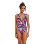 Conservative Printed One-piece Swimwear