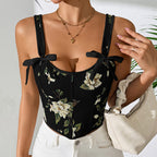 Retro Floral Strap Camisole Top