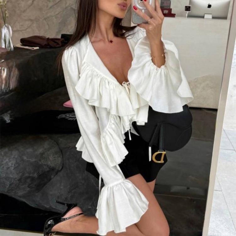 Color-Block Doll-Collar Shirt
