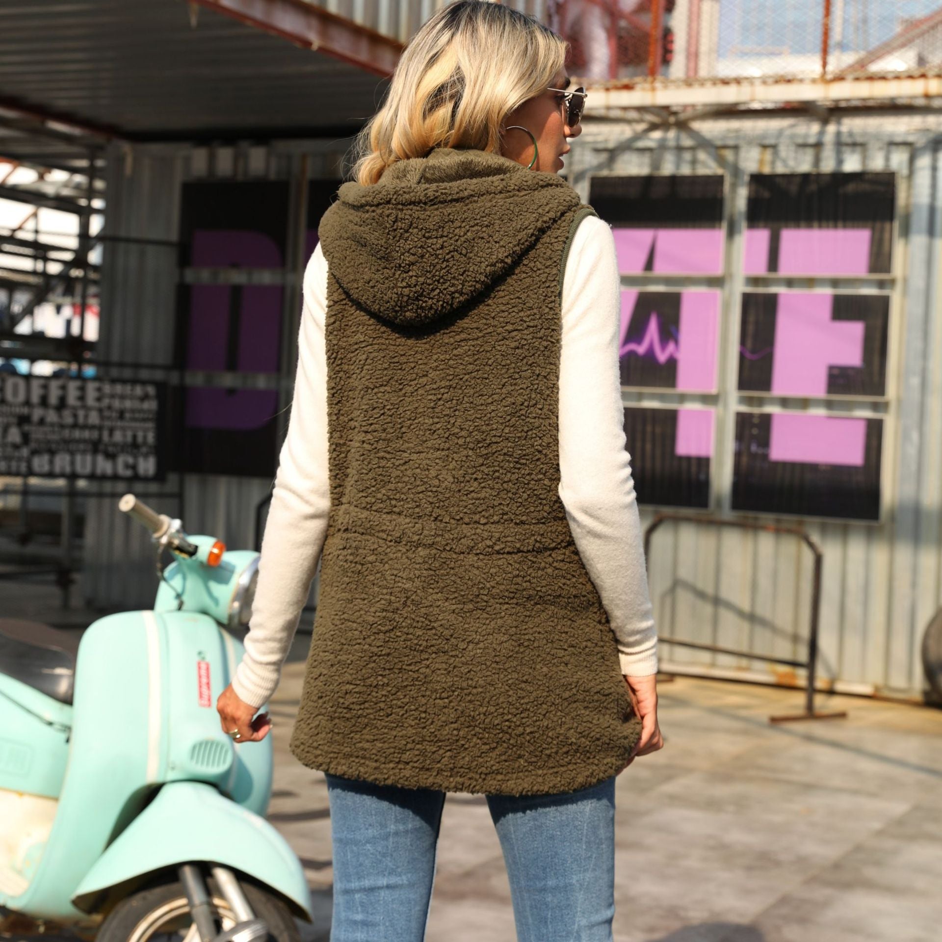 Hooded Mid Length Quilted Vest