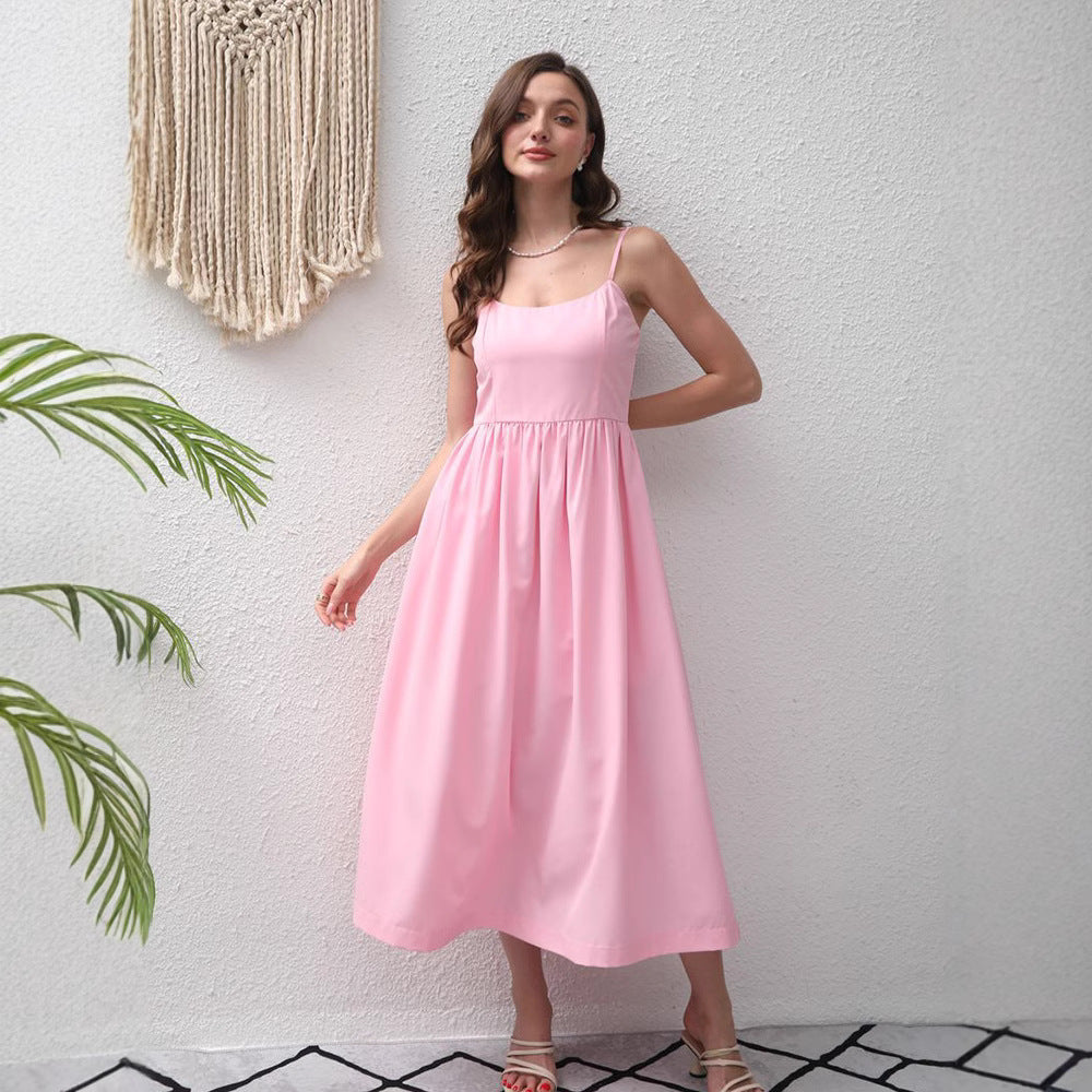 Backless Spaghetti-Strap A-Line Maxi Dress