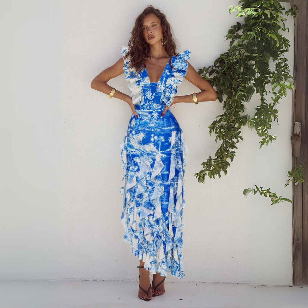 Blue Color One-piece Swimwear