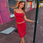 Autumn Cropped Camisole Slim Fit Hip Wrapped Short Skirt Set