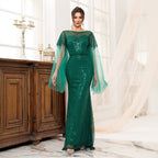 Women's Sequin Long-Sleeve Evening Maxi Dress