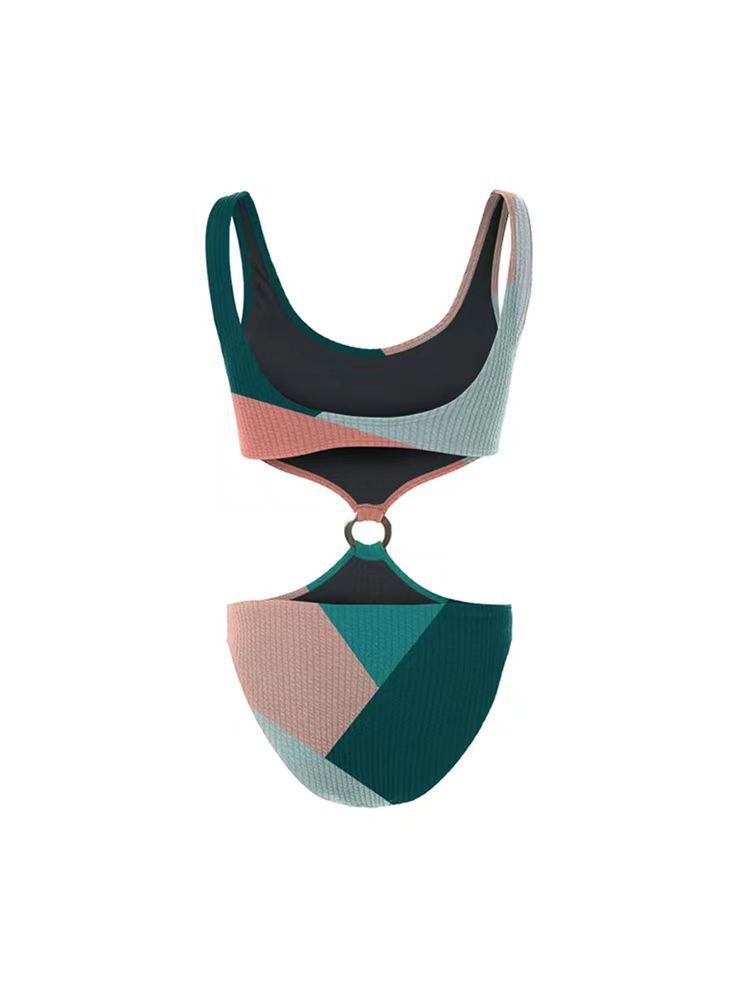 Contrast Color One-piece Swimwear