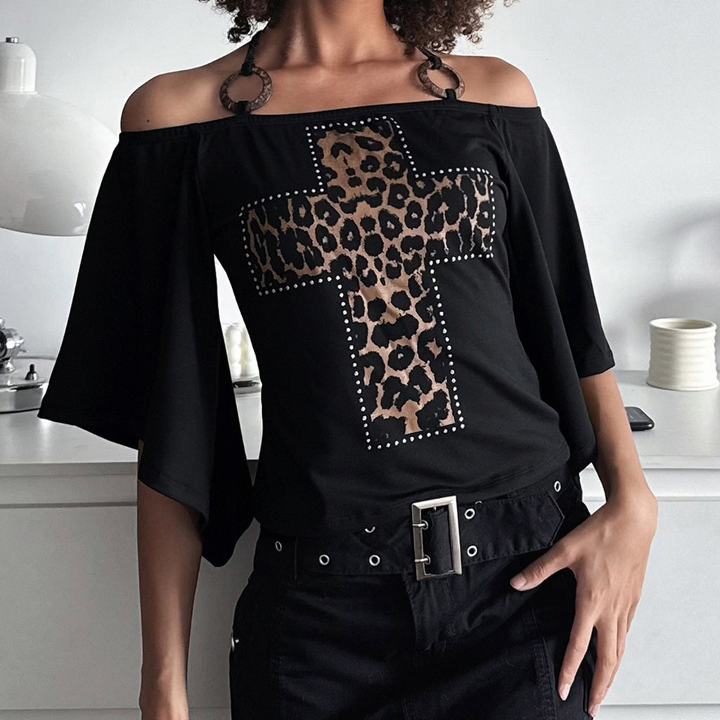 Retro Leopard Halter Short Top