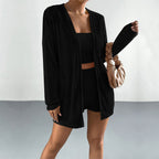 Women's Women's Casual Suit Slim Coat Tube Top Shorts Three Piece