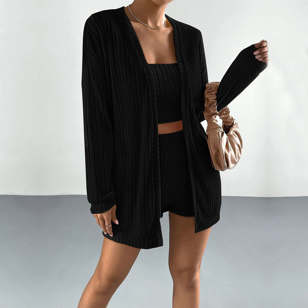 Women's Women's Casual Suit Slim Coat Tube Top Shorts Three Piece