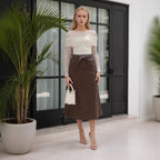 Women's High-Waist Faux Leather A-Line Skirt