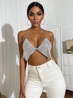 Metal Chain Sequin Tube Top