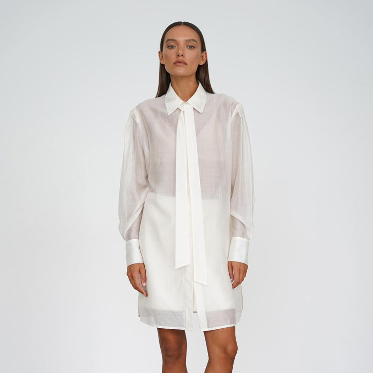 Sheer Tie Cardigan Shirt