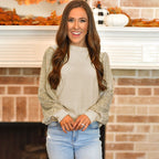 Women's Leopard Print Striped Knit Top