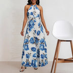 Women's Women Clothing Elegant Halter Sleeveless A Line Version Slimming Maxi Dress