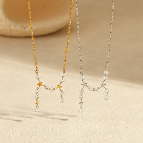 Exquisite Tassel High Grade Stainless Steel Necklace Plated 18 Real Gold Inlaid Zircon All Match Clavicle Chain