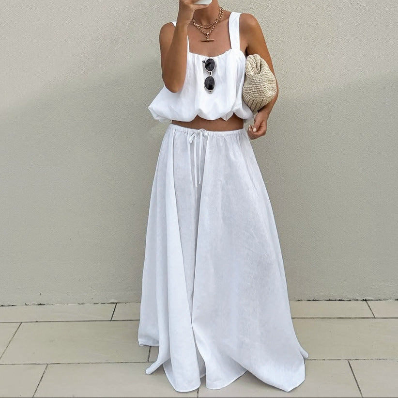 Pure Cotton White Women Summer Design Short Cropped Vest