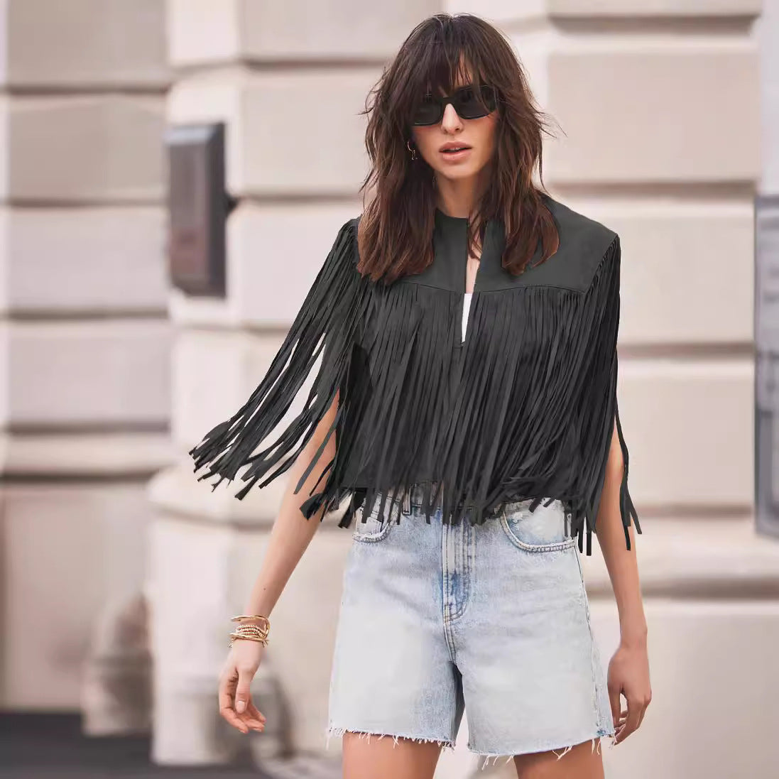 Suede Tassel Short Vest Jacket